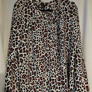 Talbots leopard print blouse pull over bohemian career Animal‎